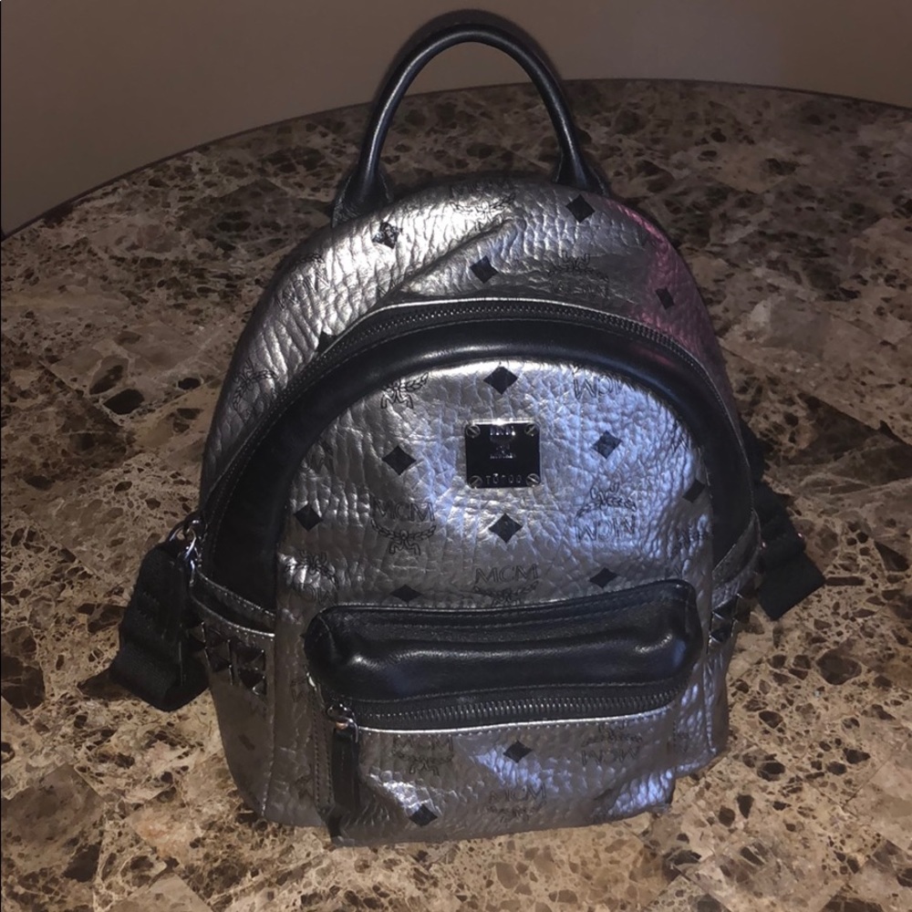 Mini MCM Metallic Visetos Side Stud Stark Backpack